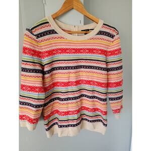 Talbots Colorful Fair Isle Crewneck Sweater lambswool blend M cottage Core